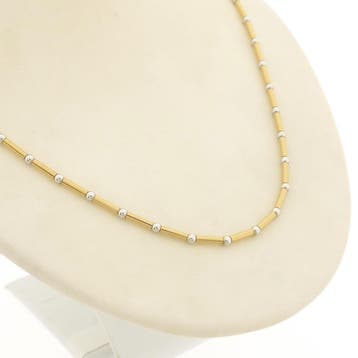 Bicolor gouden staafjes schakelketting, Ophalen of Verzenden, Gebruikt, Goud, Goud
