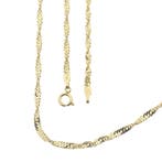 Gouden Singapore schakelketting, Sieraden, Tassen en Uiterlijk, Kettingen, Ophalen of Verzenden, Gebruikt, Overige kleuren, Goud