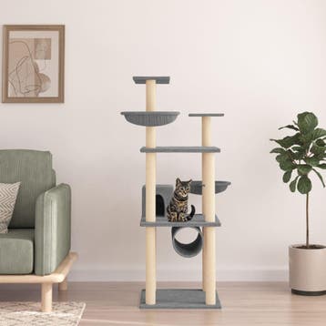 vidaXL Kattenmeubel met sisal krabpalen 141 cm lichtgrijs, Verzenden, Nieuw