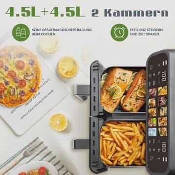 Dubbele Airfryer 9L met Zichtvenster & Touchscreen - Gezond, Verzenden, Nieuw