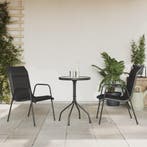 vidaXL 3-delige Tuinset staal zwart, Tuin en Terras, Tuinsets en Loungesets, Verzenden, 3 zitplaatsen, Nieuw, Rvs