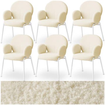 Stoel Scandi gestoffeerd, bouclé stof - crème, Set van 6, Verzenden, Nieuw