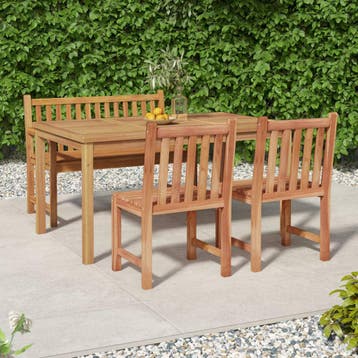 vidaXL 4-delige Tuinset massief teakhout, Verzenden, Nieuw, Teakhout, Tuinset
