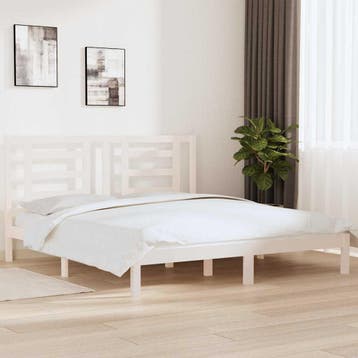 vidaXL Bedframe massief hout wit 180x200 cm, Huis en Inrichting, Eenpersoons, Verzenden, Wit, Nieuw