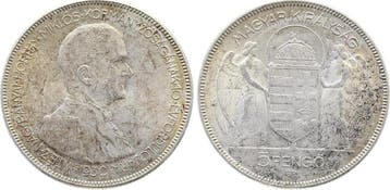 5 Pengo Ungarn 1930 vz/stgl, leichte Patina zilver, Verzenden