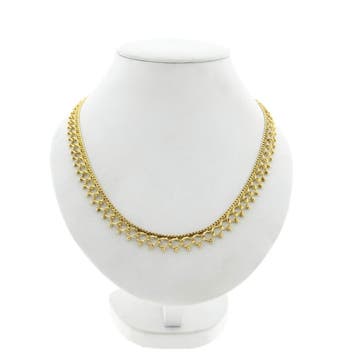 Gouden galeriedraad schakelcollier (Ketting), Sieraden, Tassen en Uiterlijk, Kettingen, Ophalen of Verzenden, Gebruikt, Goud, Goud