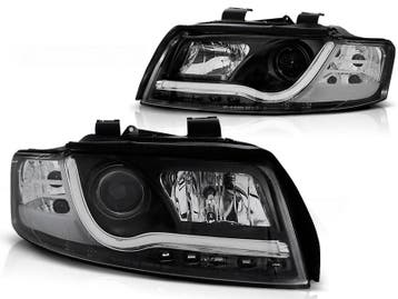 Koplampen Audi A4 8E 01-04 Tube Light LED Zwart, Ophalen of Verzenden, Nieuw