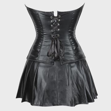Lederlook Corset met Rok Set - Gothic, Punk & Steampunk Stij, Verzenden