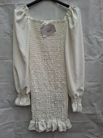 May by Shining Star crème ribgebreide bodycon jurk, Kleding | Dames, Jurken, Beige, Nieuw, May by Shining Star, Knielengte