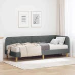 vidaXL Hoekbedframe Donkergrijs 80 x 200 cm Stof, Verzenden, Nieuw, Grijs, Stof