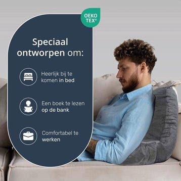2dekans | Leeskussen - Voor in bed - Met 3 opbergvakken -, Ophalen of Verzenden, Zo goed als nieuw, Grijs
