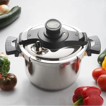 TIROSS Snelkookpan 5,8 l van rvs 18/10 met koele handgrep..., Ophalen of Verzenden, Nieuw