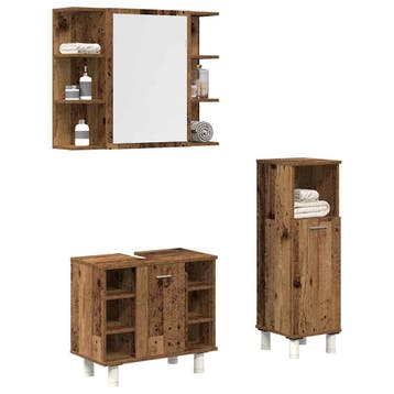 vidaXL 3-delige Badkamermeubelset bewerkt hout oud, Verzenden, Nieuw, Overige typen