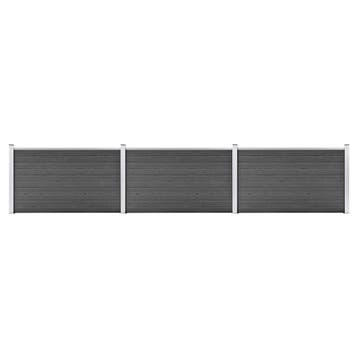 vidaXL Schuttingpanelenset 526x105 cm HKC zwart, Tuin en Terras, Verzenden, Nieuw, Kunststof, 1 tot 2 meter