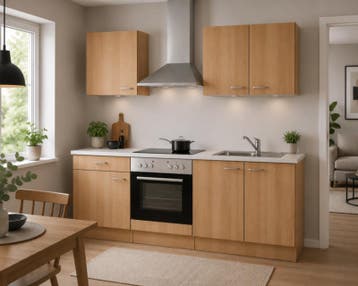 Design keuken met apparatuur, Rudy, eiken, Nieuw