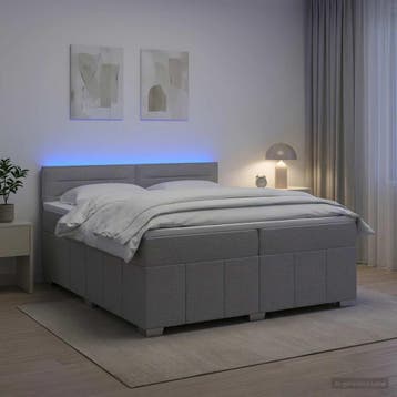 vidaXL Boxspringbed met matras Lichtgrijs 200 x 200 cm Stof, Verzenden, Nieuw, Tweepersoons