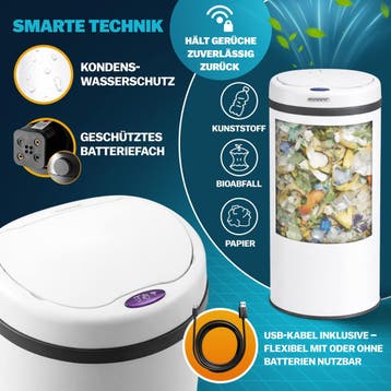 Sensor afvalbak Wit roestvrij staal 40 liter (Huishouden), Verzenden, Nieuw