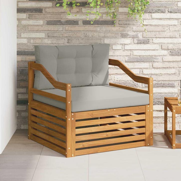 vidaXL Tuinbank Naturel en lichtgrijs, Tuin en Terras, Tuinsets en Loungesets, Nieuw, Verzenden