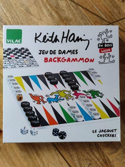 Keith Haring - Bordspel - Backgammon et jeu de dames - Hout, Antiek en Kunst, Antiek | Speelgoed