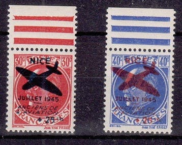Frankrijk 1944/1944 - Postzegelserie Bevrijding van Nice., Gestempeld