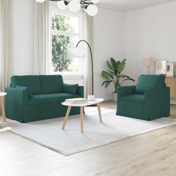 vidaXL Bankstel 2 st Donkergroen Stof, Verzenden, Nieuw, Stof, Minder dan 150 cm