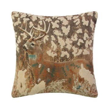 Kussen Geborduurd hert in gras 45x45cm, Huis en Inrichting, Verzenden, Nieuw