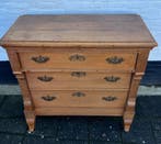 antiek eiken 3 ladenkast, 98 cm hoog, Antiek en Kunst