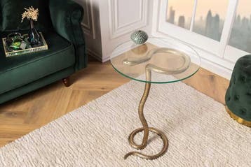 Ronde bijzettafel WILDLIFE SNAKE 65cm koper antiek metaal, Huis en Inrichting, Tafels | Sidetables, Ophalen of Verzenden, Nieuw