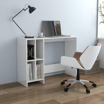 vidaXL Bureau 102,5x35x75 cm bewerkt hout hoogglans wit, Verzenden, Nieuw