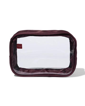 HEMA Toilettas 12x18cm transparant bordeaux, Verzenden, Nieuw