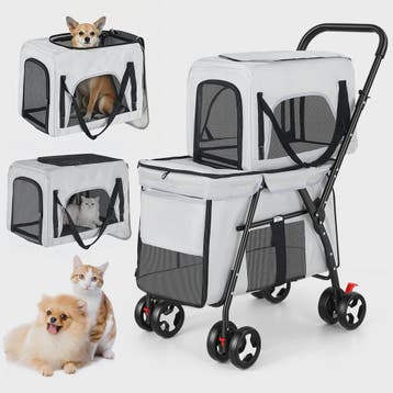 3-in-1 Hondenbuggy met 2 Niveaus - Draagbaar, Opvouwbaar & V, Verzenden, Nieuw