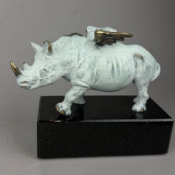 Robert Dyrcz - sculptuur, White rhino - bronze - 15 cm -, Antiek en Kunst