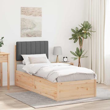 vidaXL Bedframe met Gevoerd Hoofdgedeelte Donkergrijs 75 x, Eenpersoons, Verzenden, Nieuw, Grijs