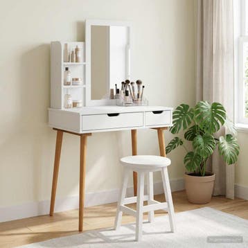 vidaXL Toilettafel Set FAUSKE 3 st Wit 76 x 50 x 143 cm, Verzenden, Nieuw