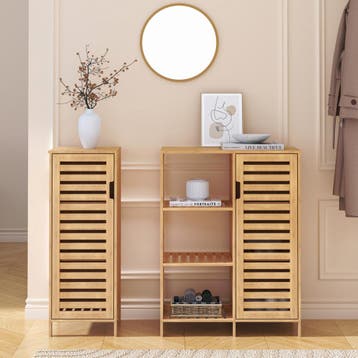 Dressoir Hakseri bamboe 87x99x33 cm naturel [en.casa], Verzenden, Nieuw