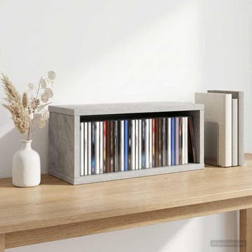 vidaXL CD Opslag Rek Betongrijs 40 x 17 x 17 cm Bewerkt hout, Verzenden, Nieuw