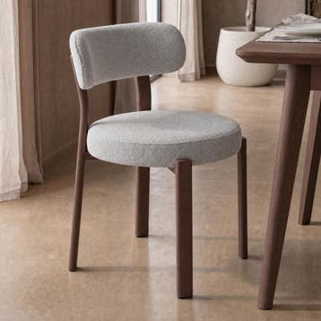 *WOONWINKEL* Walnoot Eetkamerstoel Met Beige Zitting, Verzenden, Nieuw, Stof