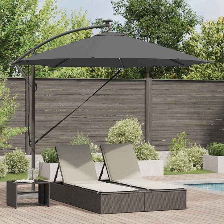 vidaXL Parasol Antraciet 294 x 294 x 248 cm Polyester en, Tuin en Terras, Parasols, Nieuw, 2 tot 3 meter, Verzenden