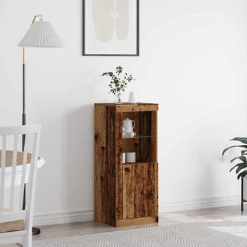 vidaXL LED Sideboard Bruin 41 x 37 x 100 cm Bewerkt hout, Minder dan 50 cm, Verzenden, 100 tot 150 cm, Nieuw