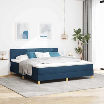 vidaXL Boxspringbed met kussen met hoofdeinde Blauw 180 x, Stof, Verzenden, Blauw, Nieuw