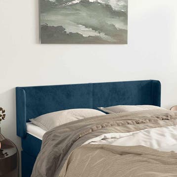 vidaXL Hoofdbord met randen 147x16x78/88 cm fluweel, Verzenden, Nieuw, Blauw, Stof