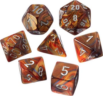 Lustrous Gold/silver Polydice Dobbelsteen Set (7 stuks) |, Hobby en Vrije tijd, Verzenden, Nieuw