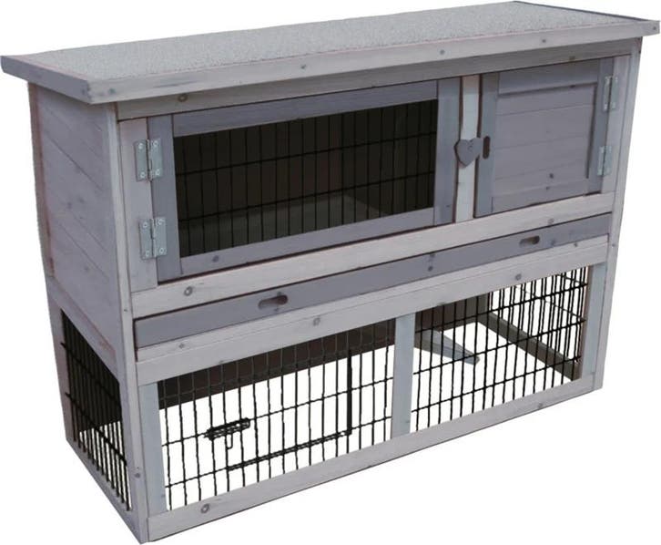 Konijnenhok Flamingo Loft Cottage Grijs – Houten Buitenho., Dieren en Toebehoren, Knaagdieren en Konijnen | Hokken en Kooien, Overige typen