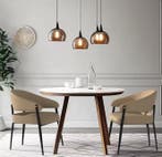 2 Luxe Eetkamerstoelen Set – Microvezel Leer – Gewatteerd, Huis en Inrichting, Stoelen, Twee, Bruin, Verzenden, Nieuw