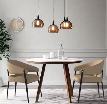 2 Luxe Eetkamerstoelen Set – Microvezel Leer – Gewatteerd, Twee, Bruin, Verzenden, Nieuw
