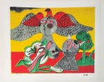 Corneille (1922-2010) - Chat, fleur et oiseau