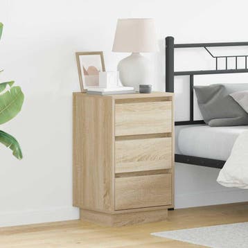 vidaXL Nachtkastje Sonoma Eiken 39 x 34,5 x 65 cm Bewerkt, Minder dan 45 cm, Verzenden, Nieuw, 55 tot 70 cm