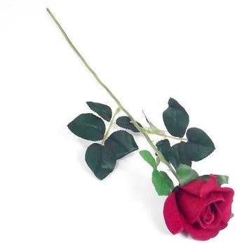 Zijden roos valentijnroos velvet single rose rood met blad, Ophalen of Verzenden, Nieuw