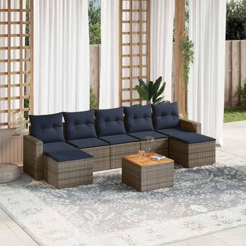 vidaXL 8-delige tuinbankset met kussens, grijs polyrotan, Verzenden, Nieuw