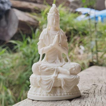 Wit Guanyin Boeddha Beeldje - 4.2 Inch Hars Sculptuur voor D, Verzenden, Nieuw
